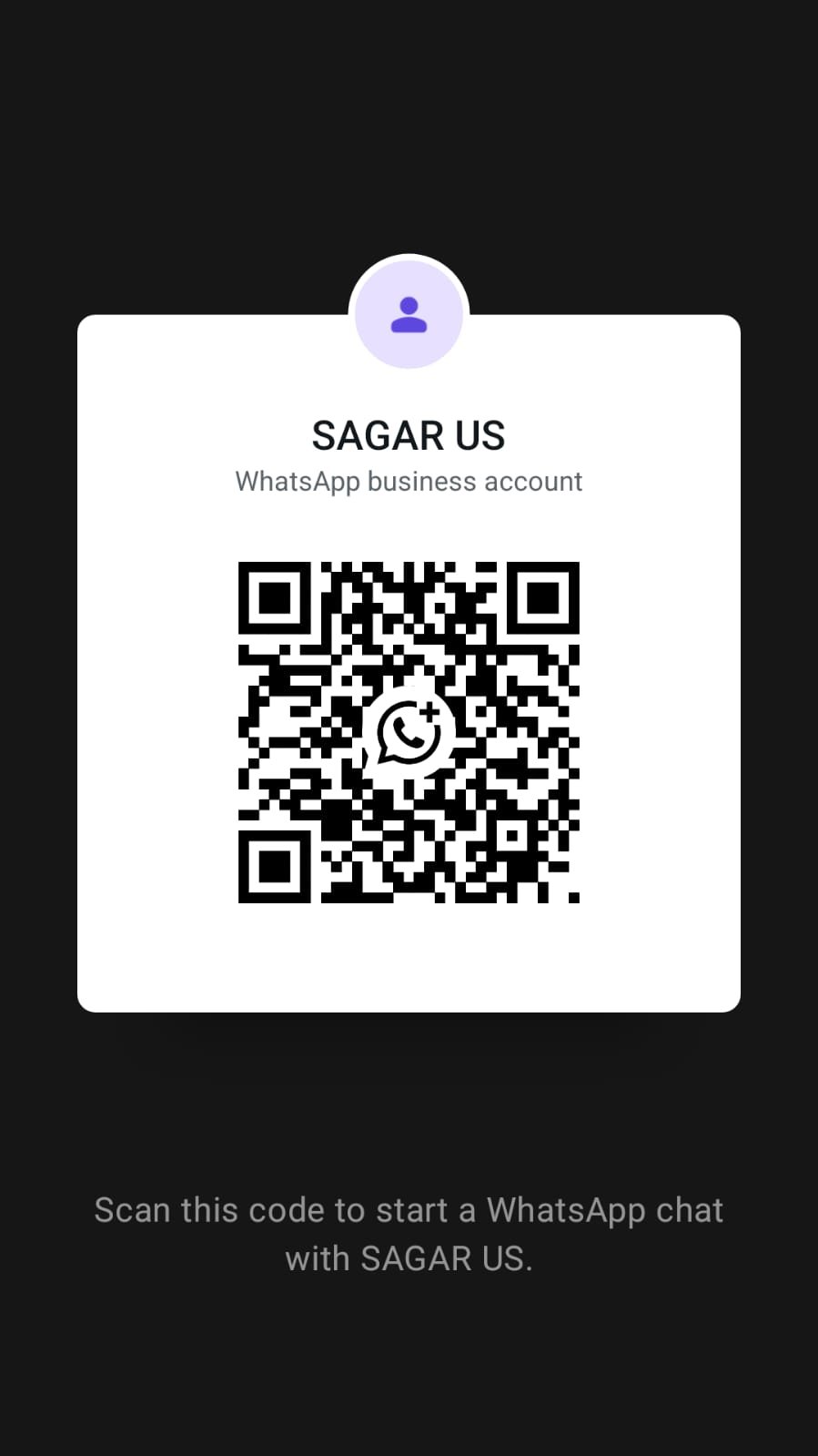 Scan to WhatsApp Sagar U.S.